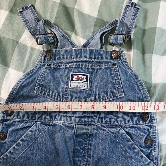 Vintage Levi's Kids Overalls Bib Dungaree Size 4/5 Blue Denim Jean Distressed - Picture 12 of 15